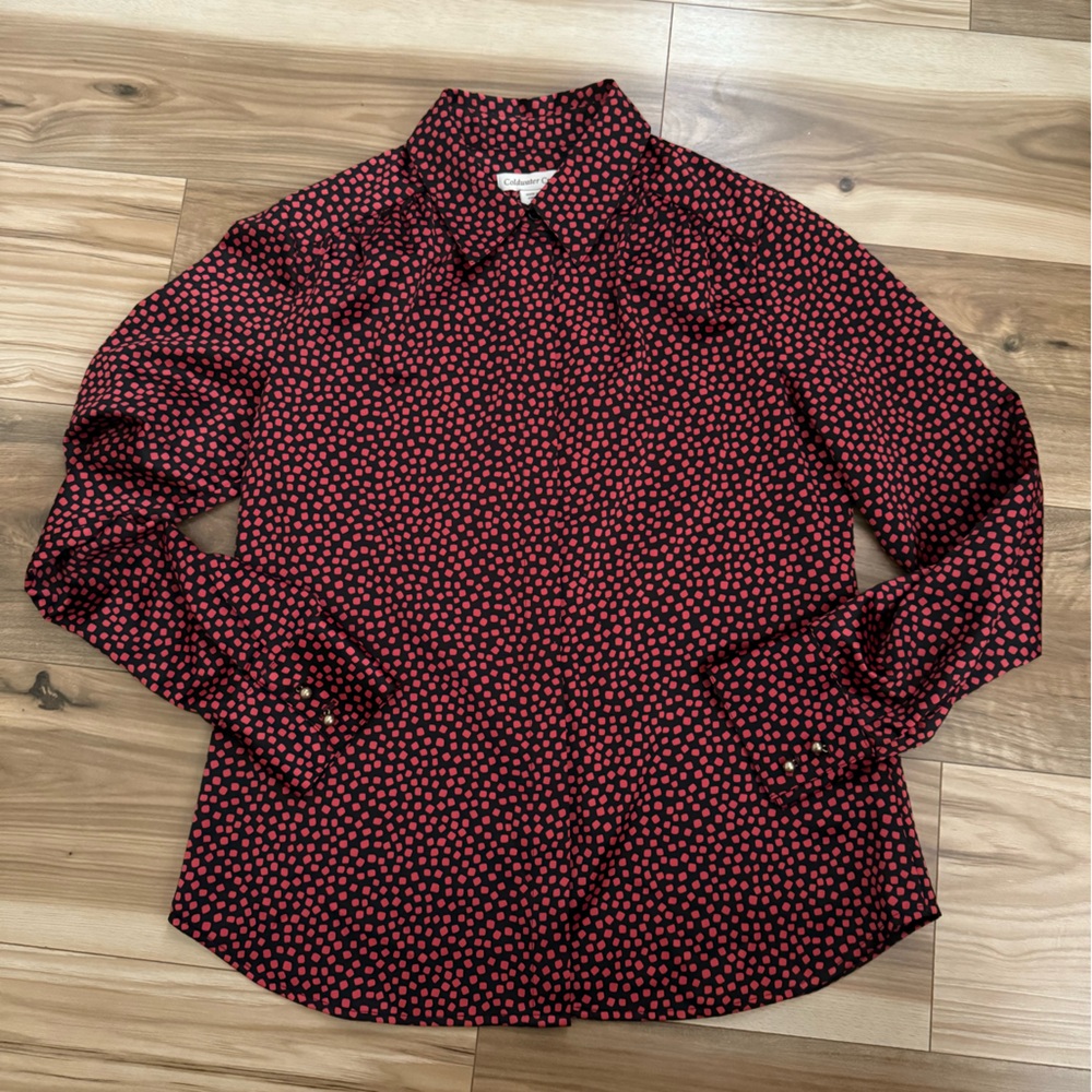 Coldwater Creek Black and Red Polka Dot Blouse